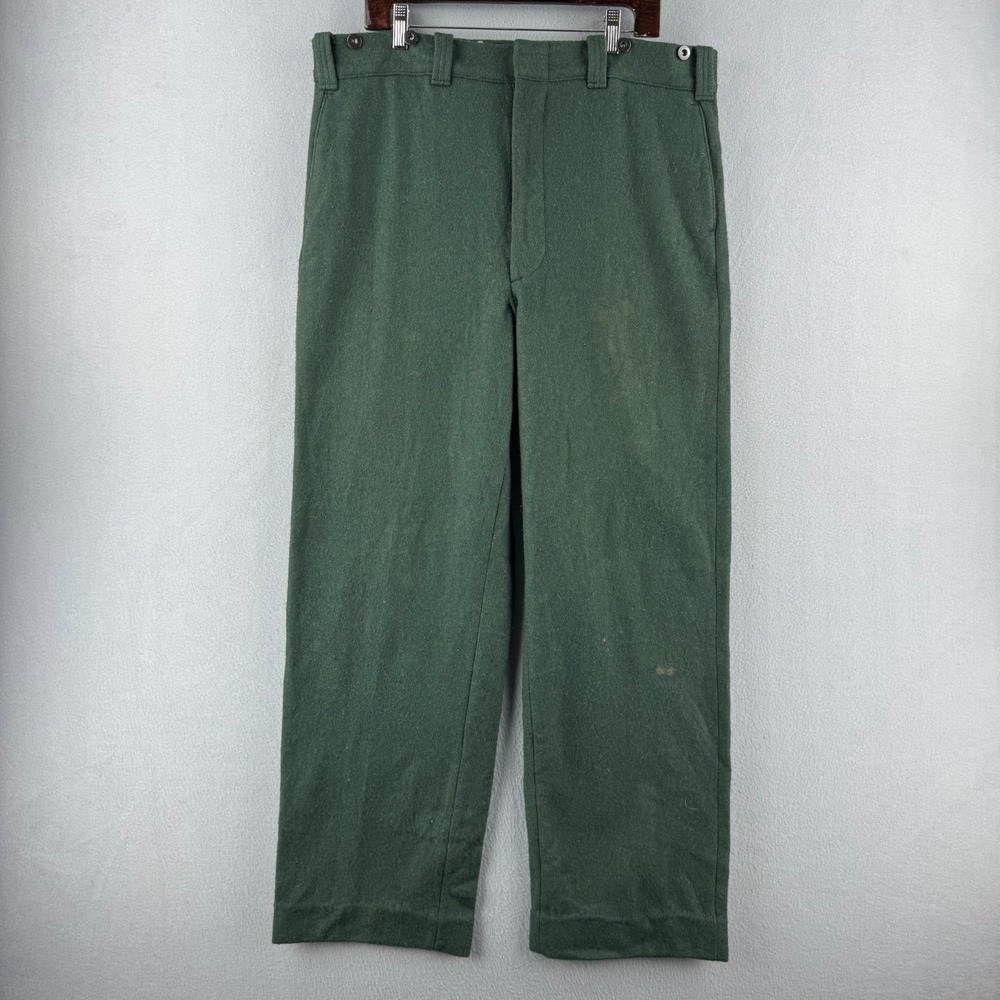 Vintage Woolrich Pants Mens 38x31 Green Heavy Wool Hunting Trouser Outdoor 80s